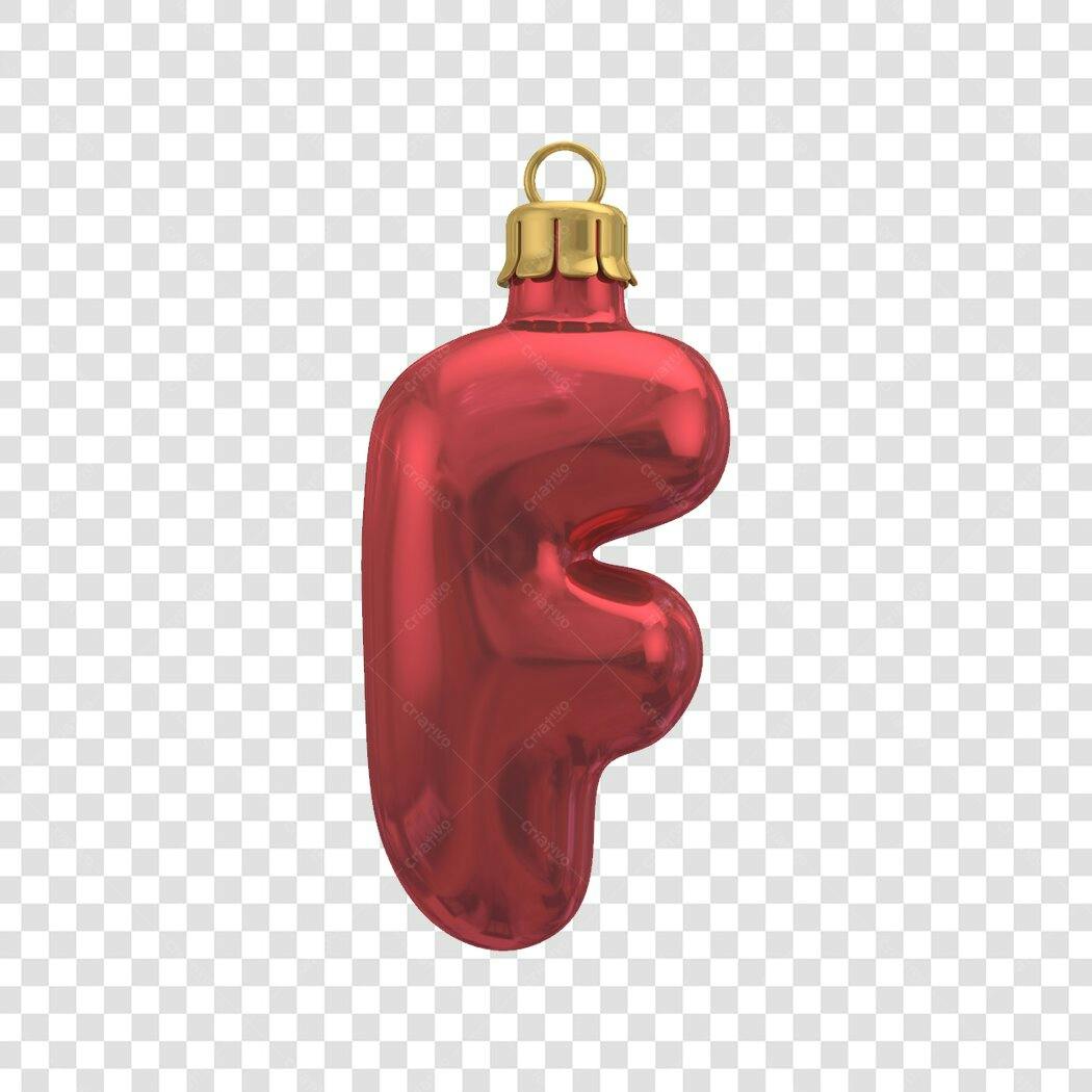 Adorno Natal Letra F Vermelha PNG com fundo transparente
