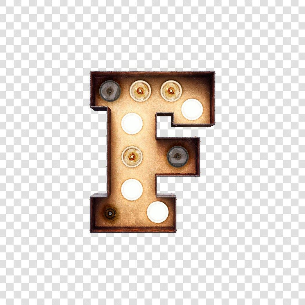 Letter F vintage iluminada PNG com fundo transparente