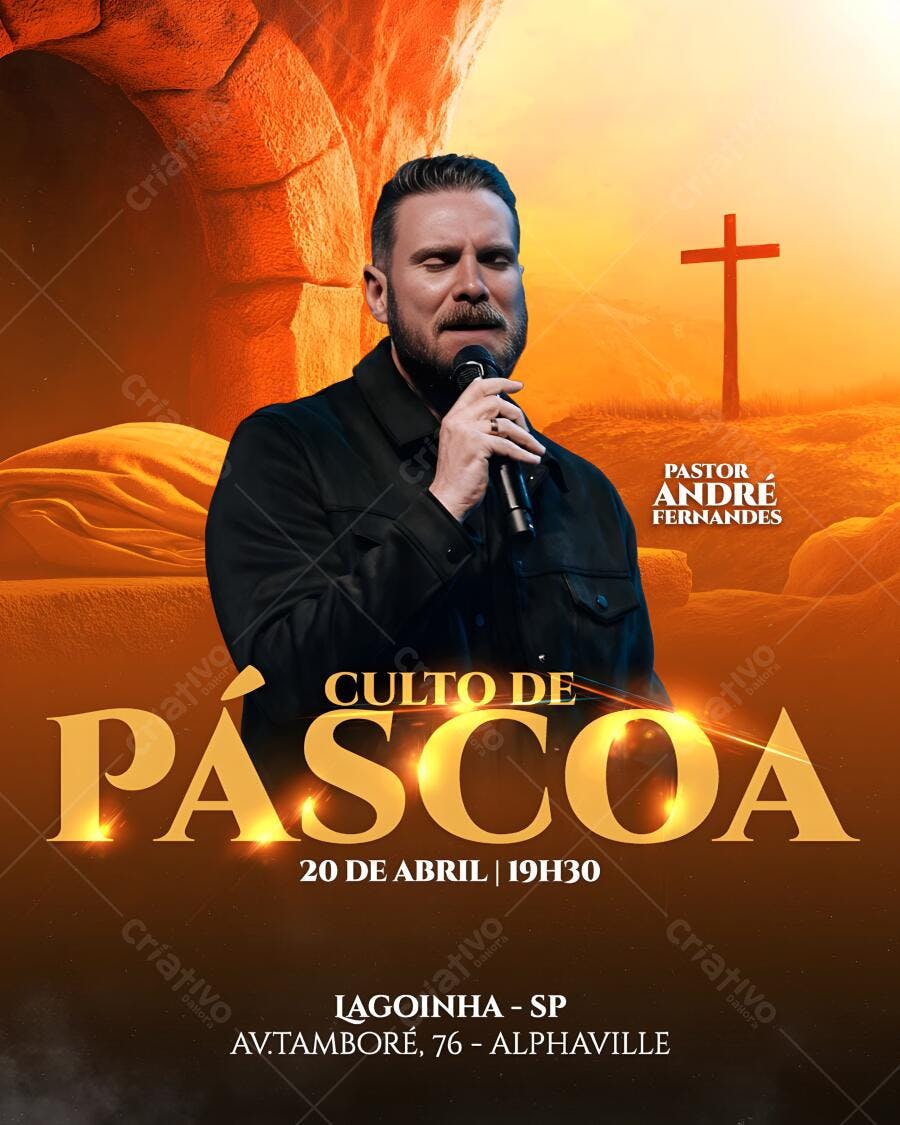 Flyer para Culto de Páscoa PSD Editável