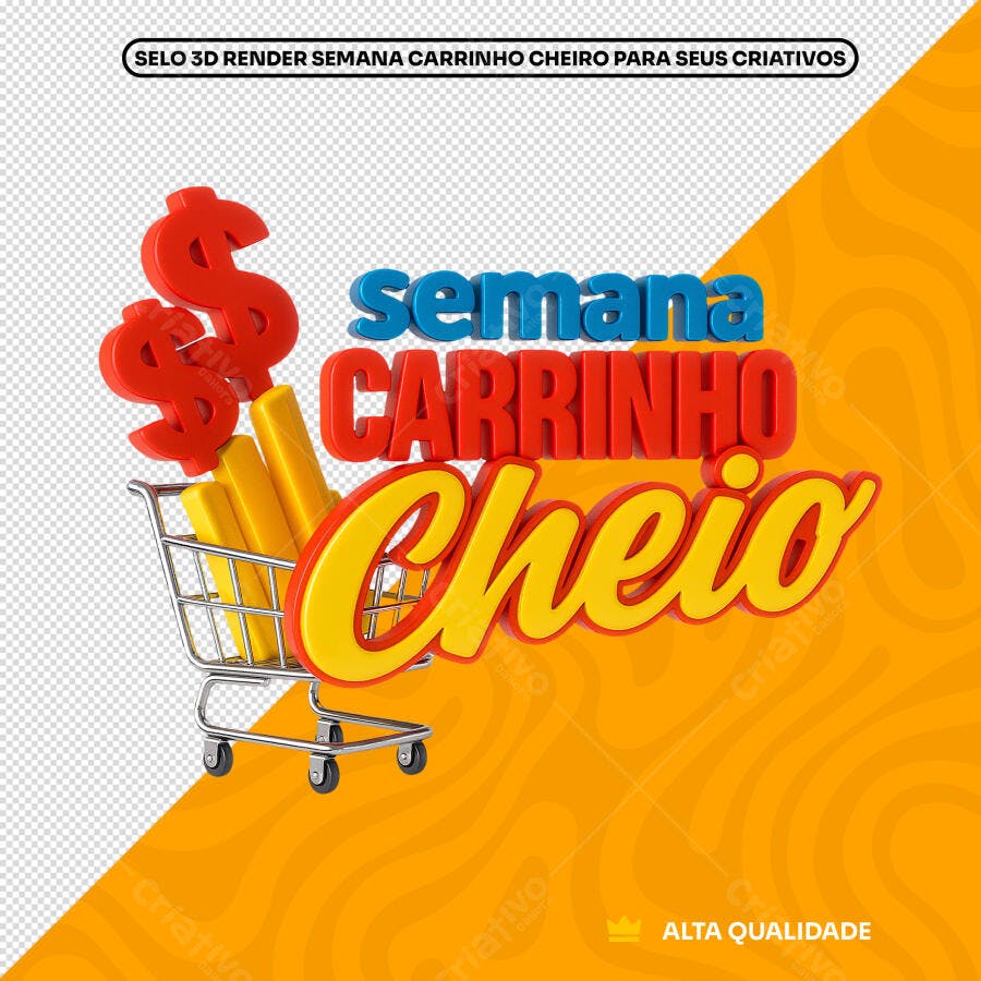 Selo PNG Semana Carrinho Cheio com fundo transparente