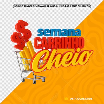 Selo 3D Semana Carrinho Cheio PNG