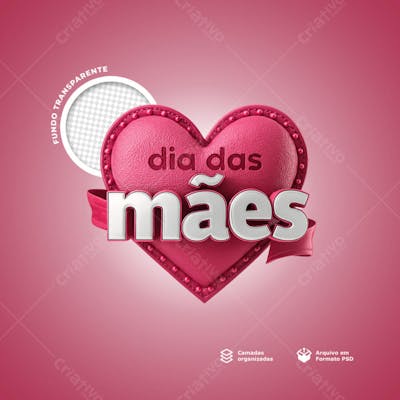 COMPOSIÇÃO DE SELO 3D DIA DAS MÃES
