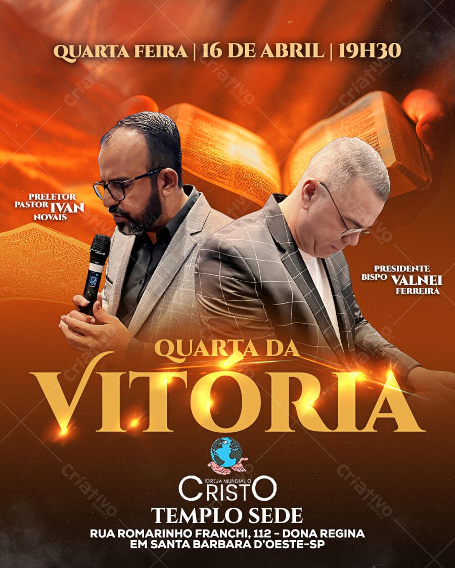Flyer Igreja Quarta da Vitória PSD Editável