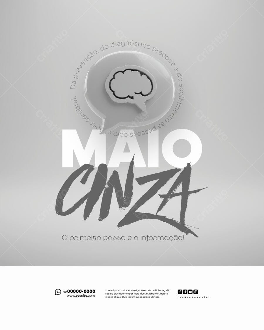 Poster Maio Cinza PSD Editável