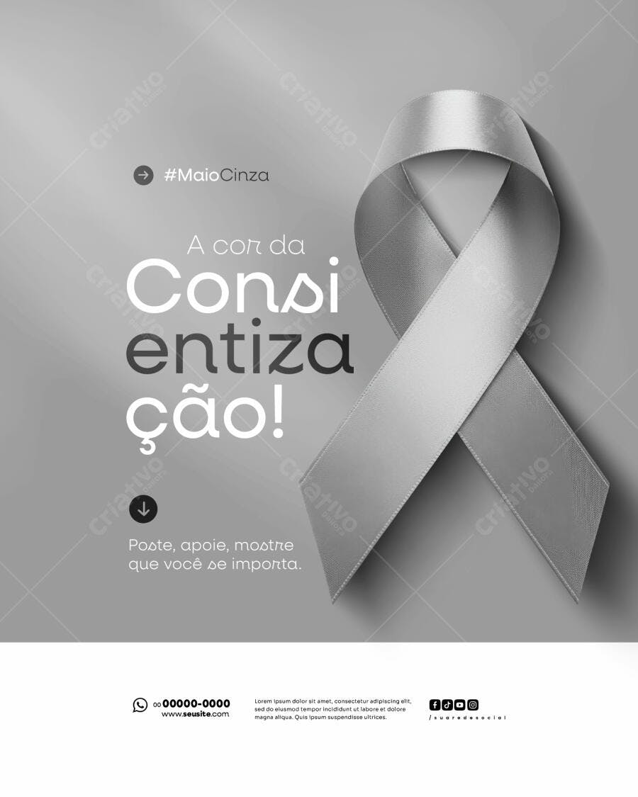 Post para o Maio Cinza PSD Editável