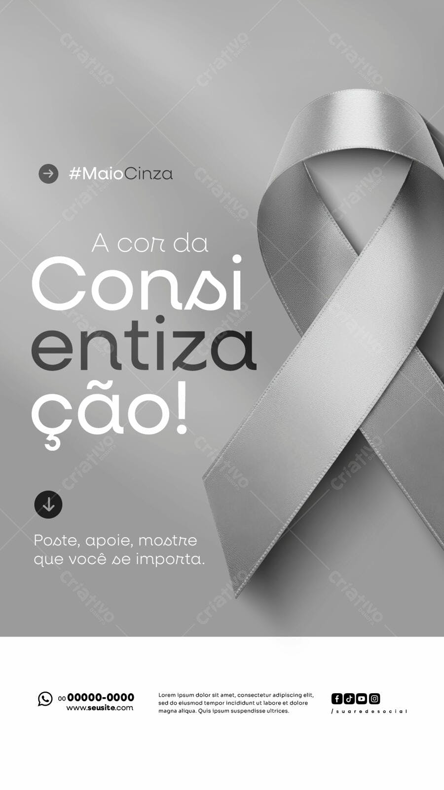 Flyer Maio Cinza PSD Editável