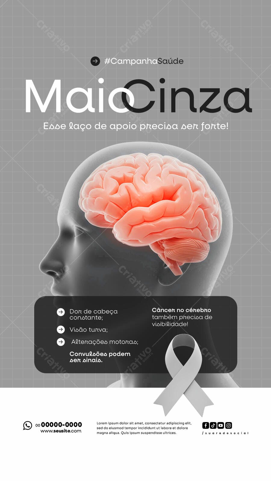 Flyer Campanha Maio Cinza PSD Editável