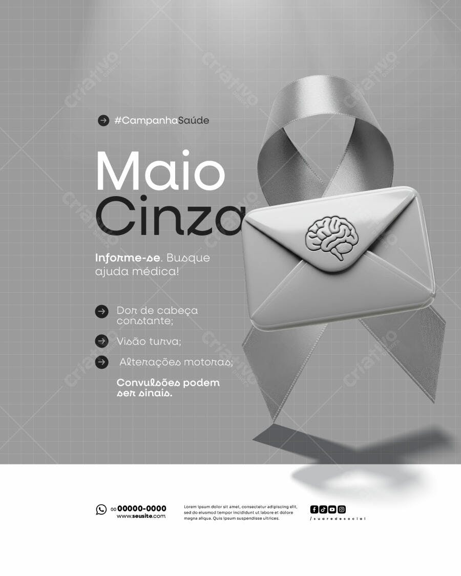 Flyer Maio Cinza PSD Editável