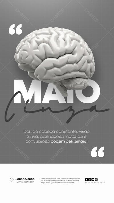 Maio Cinza Campanha de Saúde Câncer no cérebro também precisa de visibilidade story (4)