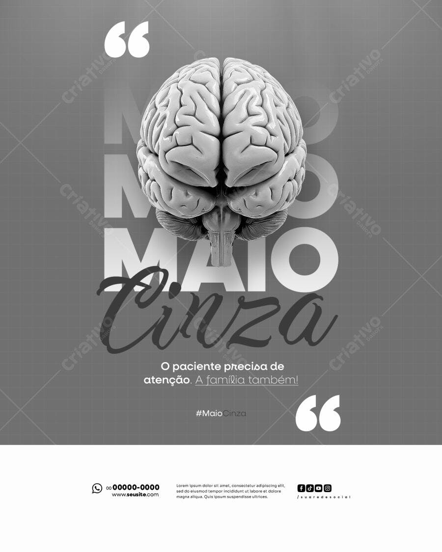 Flyer Maio Cinza PSD Editável