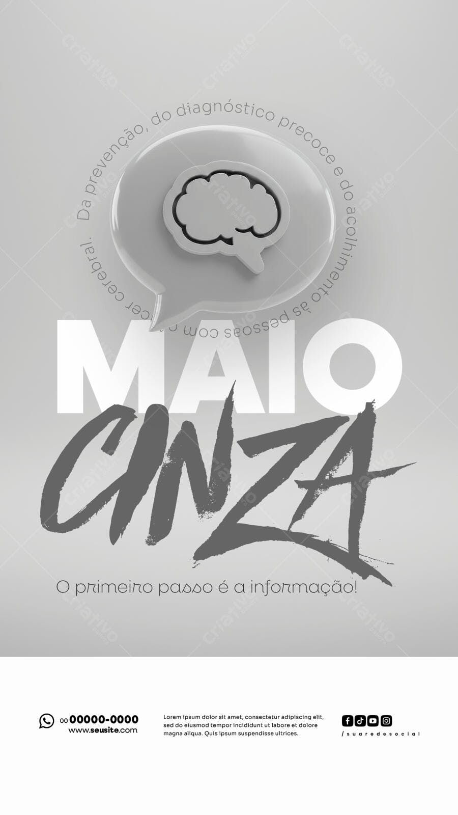 Flyer Maio Cinza PSD Editável