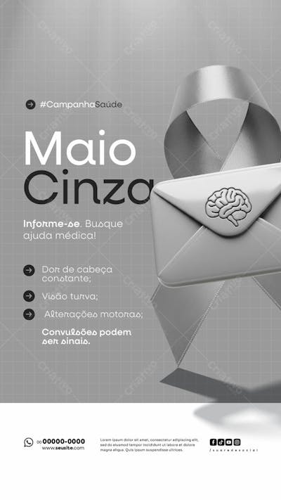 Maio Cinza Campanha de Saúde Câncer no cérebro também precisa de visibilidade story (5)