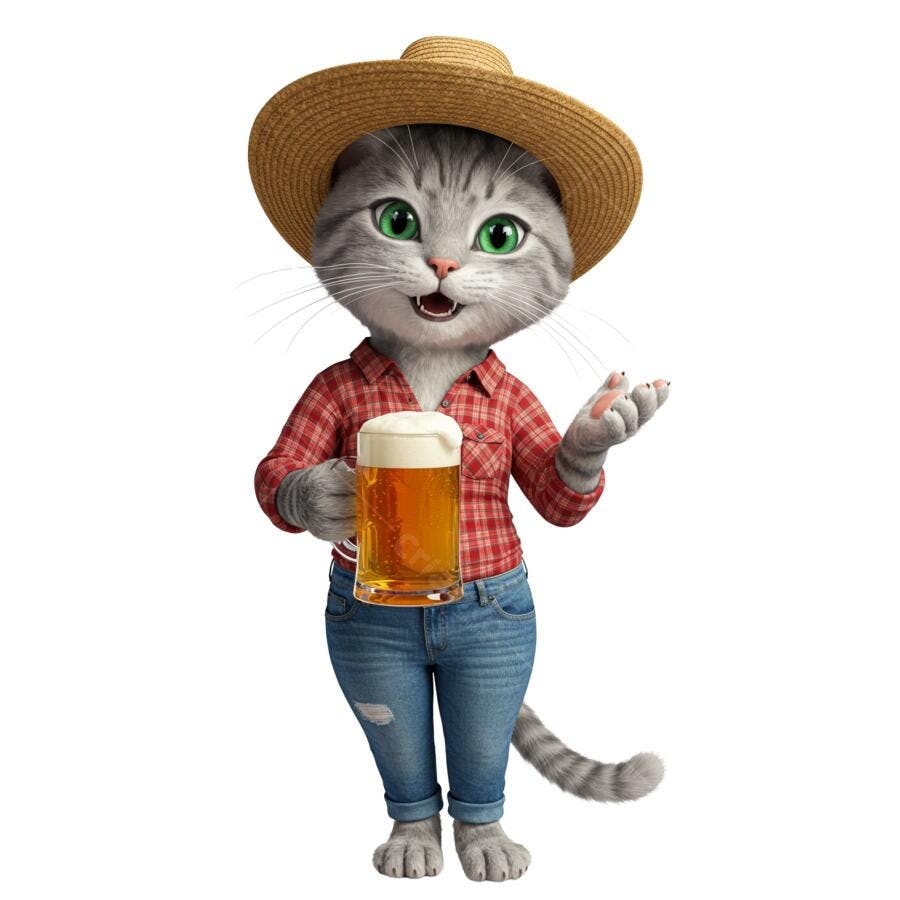 Mascote Gato Cerveja PNG com fundo transparente