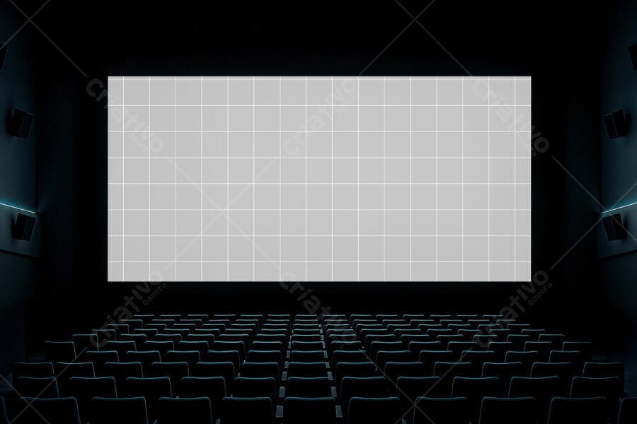 Mockup Cinema: Tela Gigante em Sala Escura