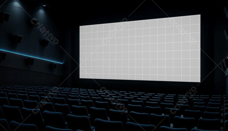 Mockup Cinema: Tela Branca em Sala Escura
