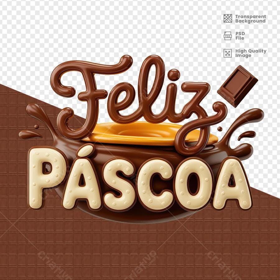 Arte Páscoa em Chocolate PSD Editável