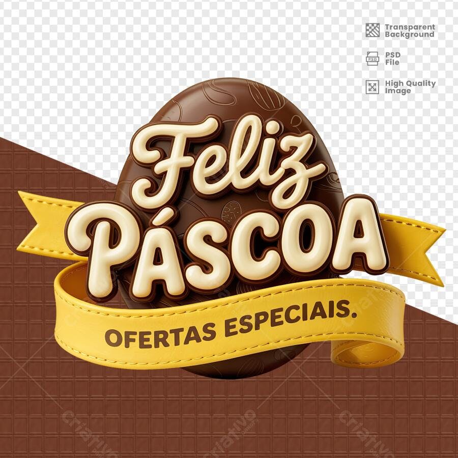 Banner Páscoa com Ovo de Chocolate PSD Editável