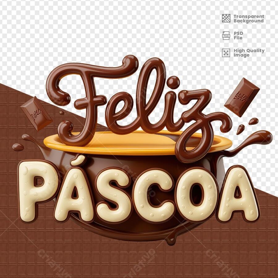Arte Páscoa em Chocolate PSD Editável