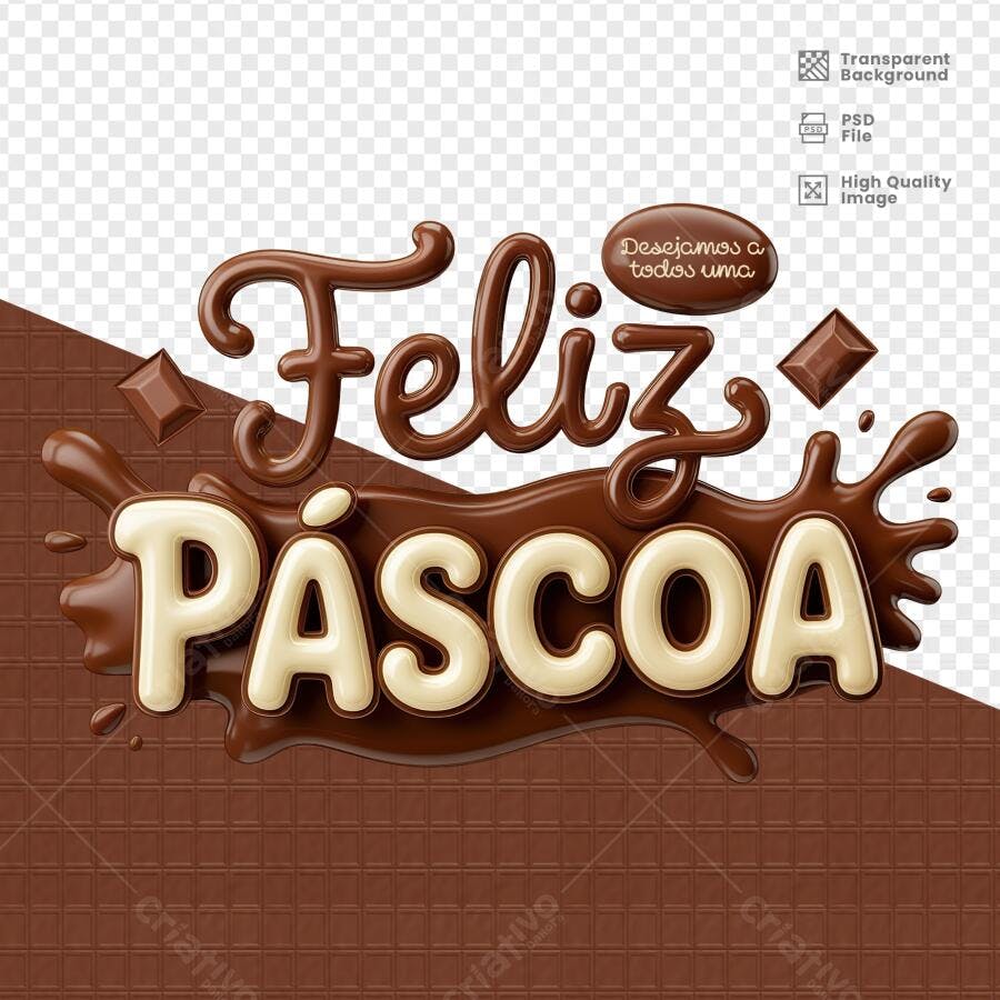 Arte Páscoa em Chocolate PSD Editável
