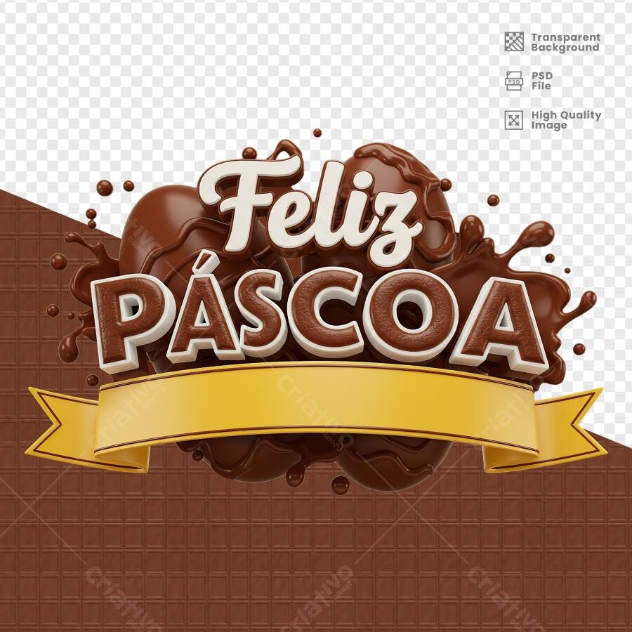 Arte Páscoa com Chocolate PSD Editável