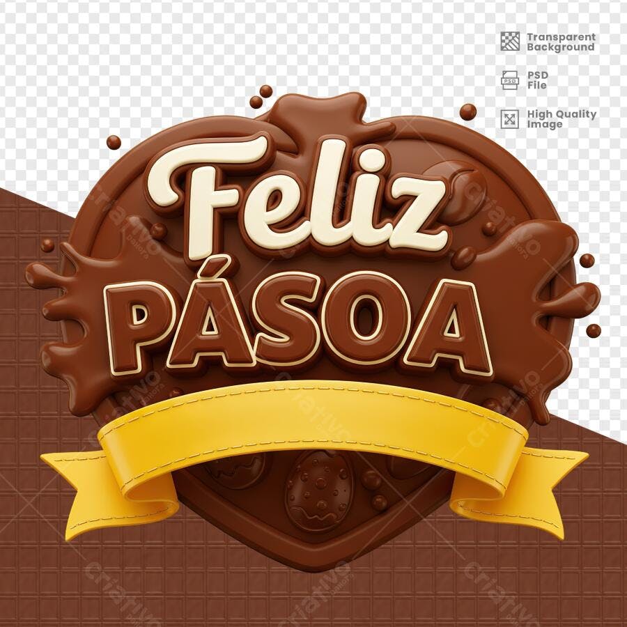 Arte Páscoa em Chocolate PSD Editável