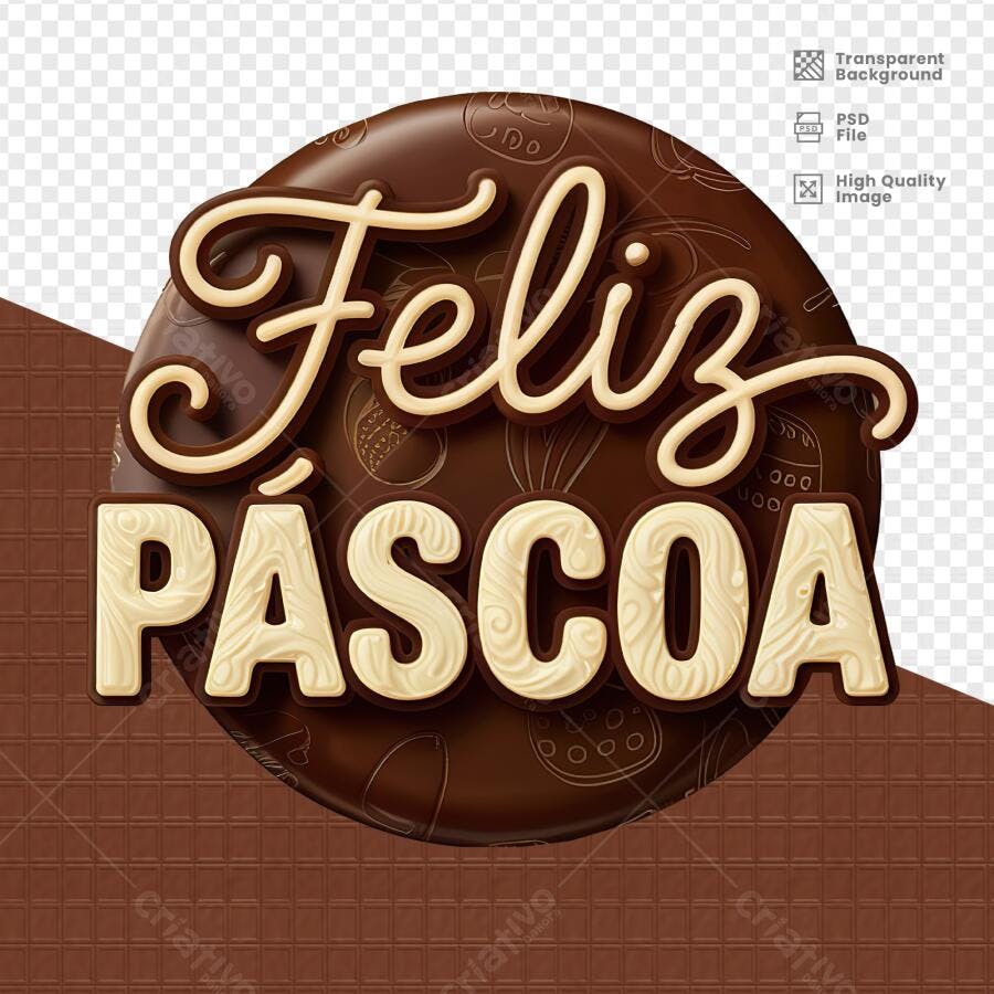 Arte Páscoa em Chocolate PSD Editável