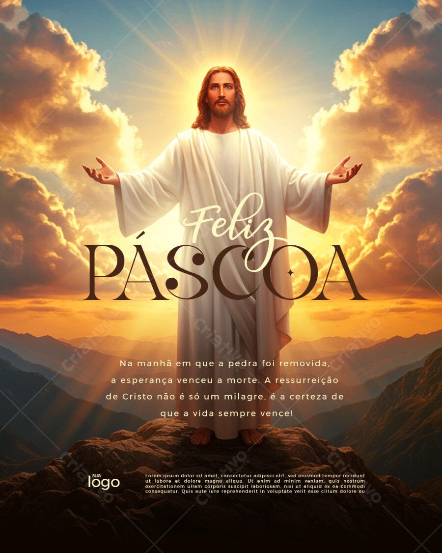 Flyer Feliz Páscoa PSD Editável