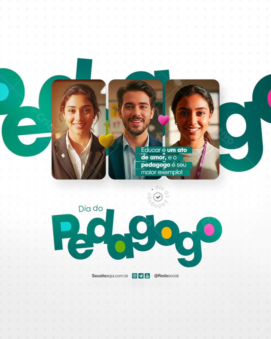 Post para o Dia do Pedagogo PSD Editável