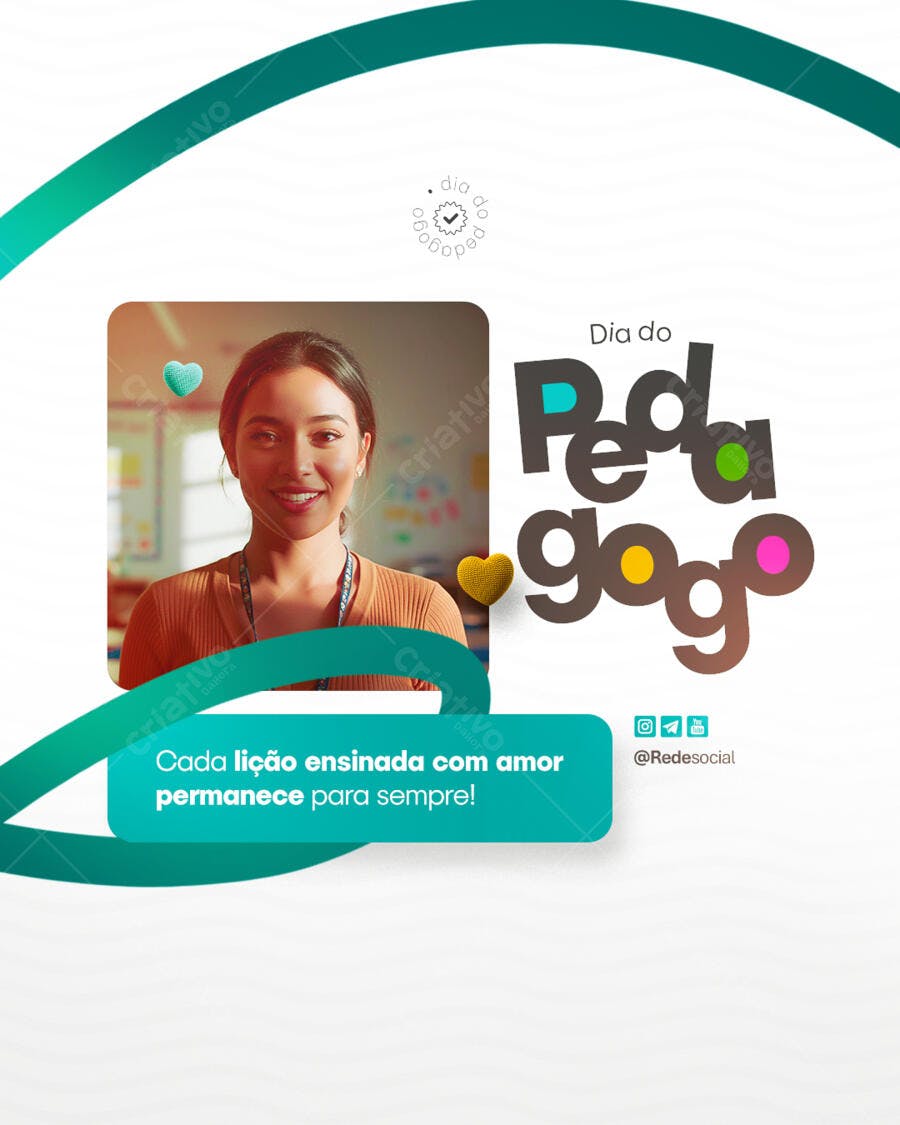 Post para o Dia do Pedagogo PSD Editável