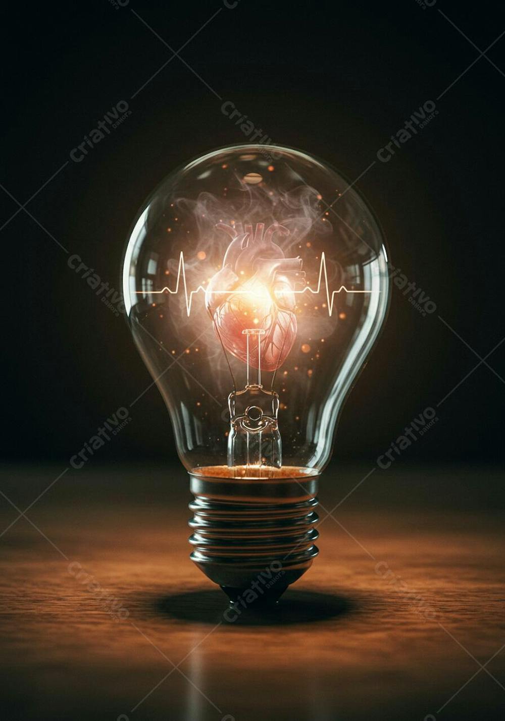 imagem de um coração em uma lampada