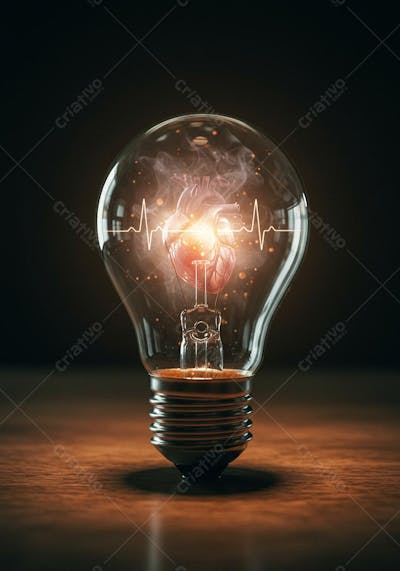 imagem de um coração em uma lampada