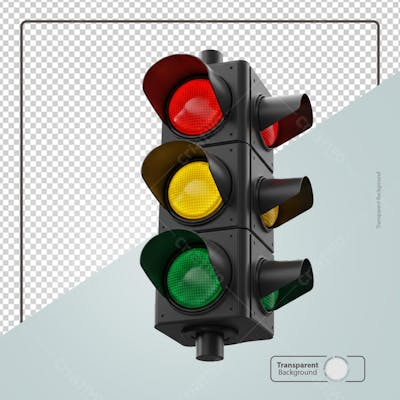 Semáforo colorido sinalizando o uso seguro da estrada para veículos e pedestres