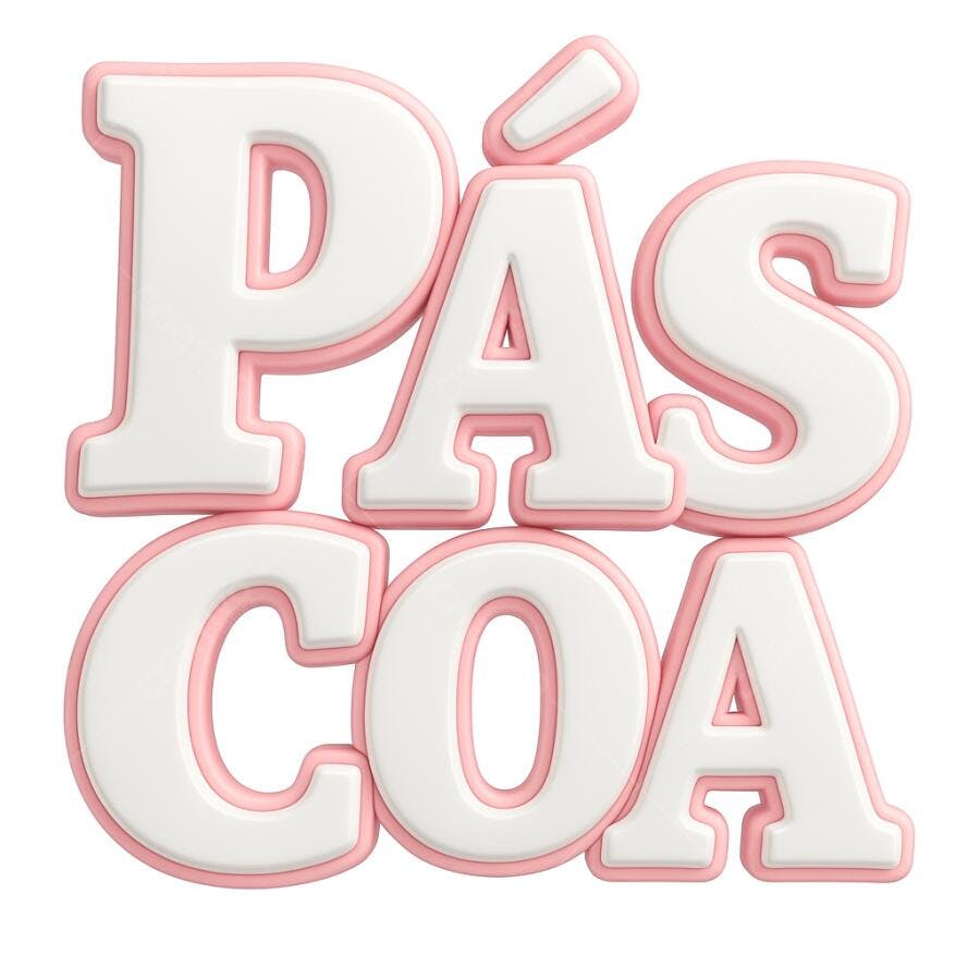 Letras Páscoa em Rosa e Branco