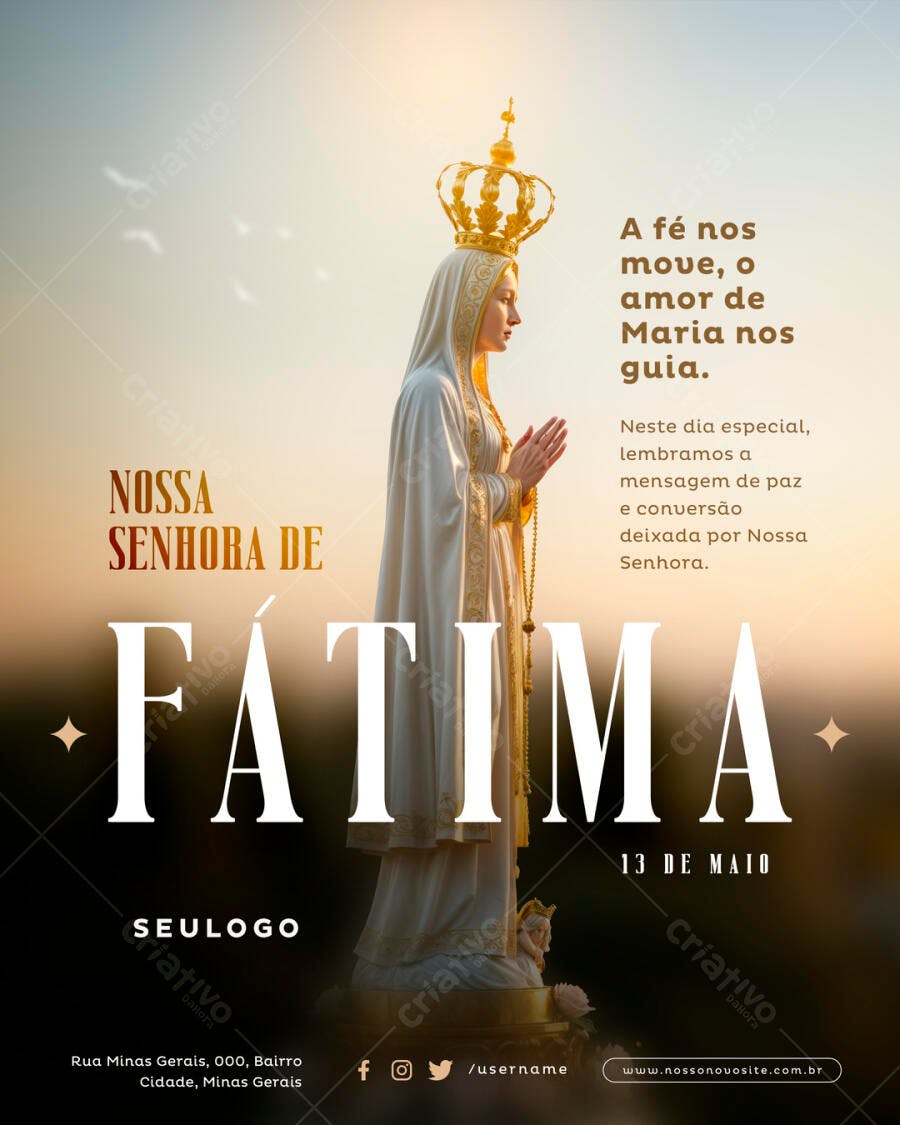 Flyer Nossa Senhora de Fátima 13 de Maio PSD Editável