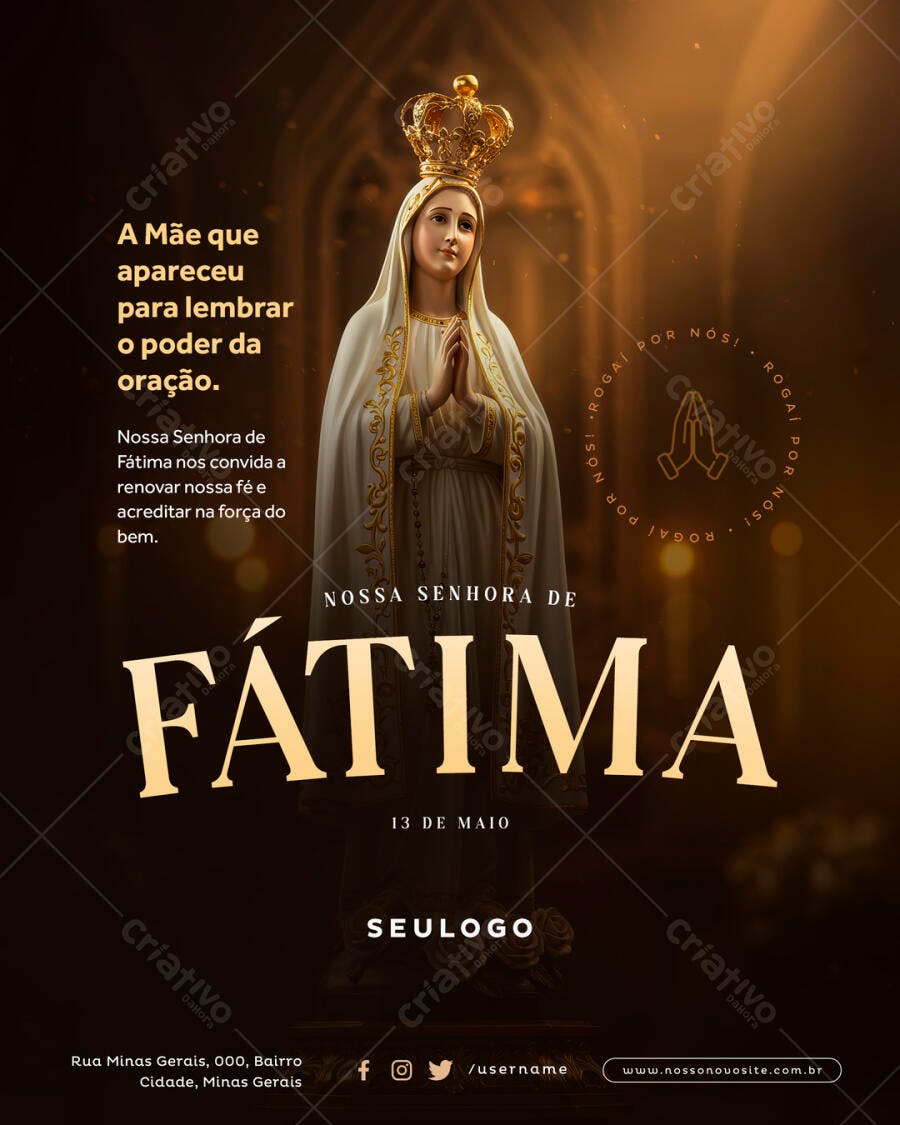 Flyer Nossa Senhora de Fátima 13 de Maio PSD Editável