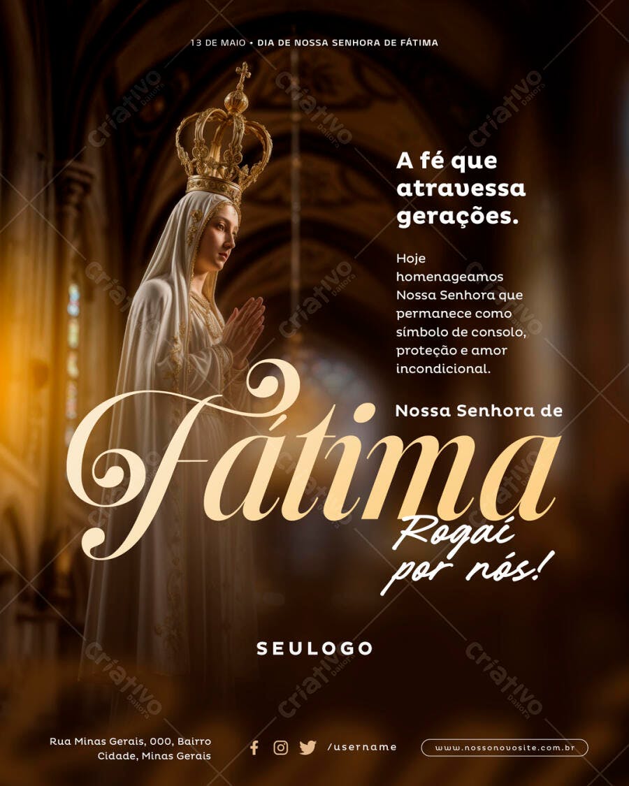 Flyer Dia de Nossa Senhora de Fátima PSD Editável