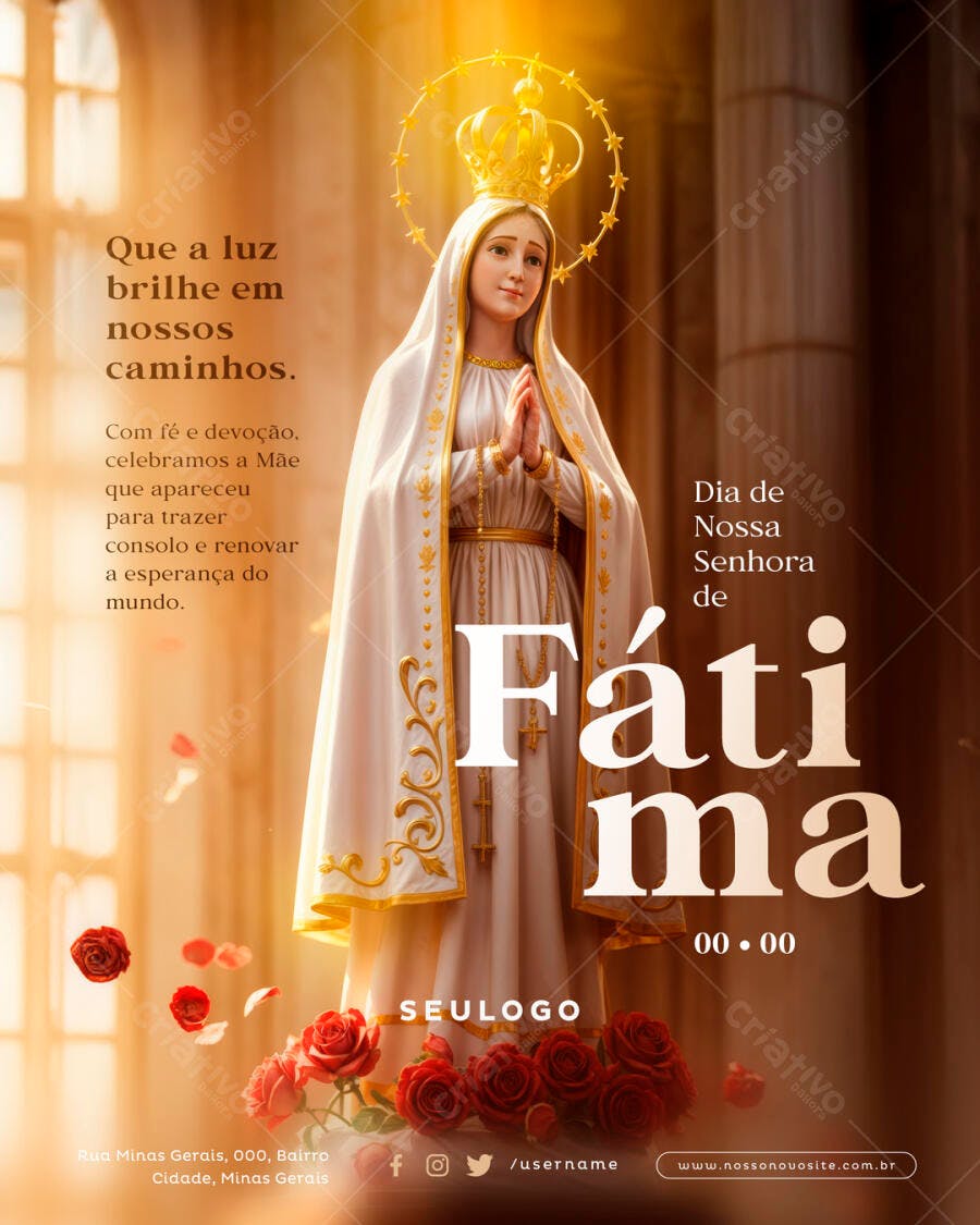 Flyer Dia de Nossa Senhora de Fátima PSD Editável