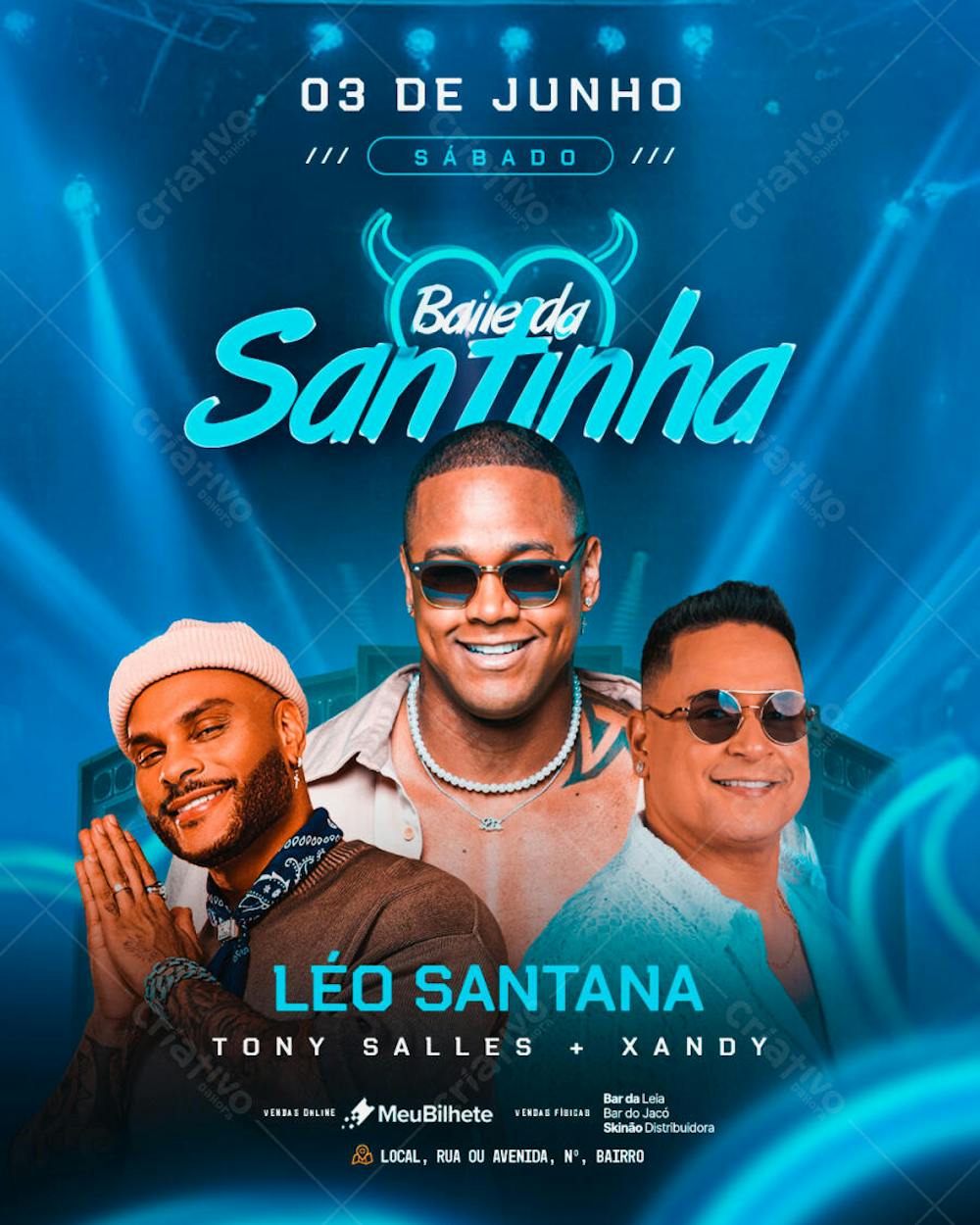 FLYER EVENTO BAILE DA SANTINHA FEED PSD EDITÁVEL