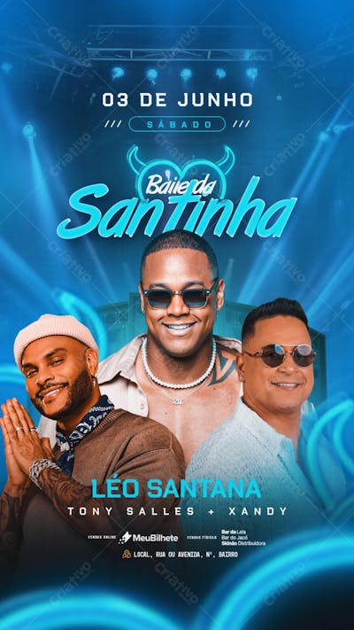 FLYER EVENTO BAILE DA SANTINHA STORY PSD EDITÁVEL