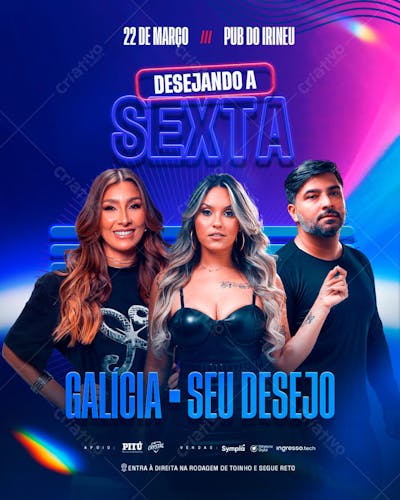 FLYER EVENTO DESEJANDO A SEXTA FEED PSD EDITÁVEL