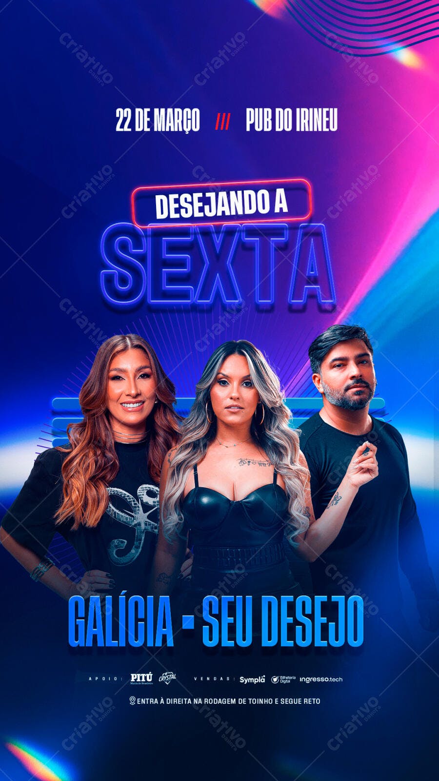 Flyer para Festa Galícia - Seu Desejo 22 de Março PSD Editável