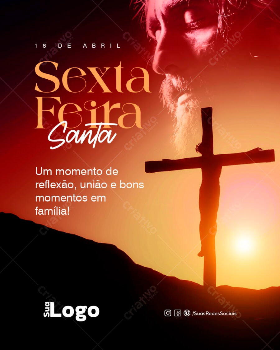 Flyer para Sexta-Feira Santa PSD Editável