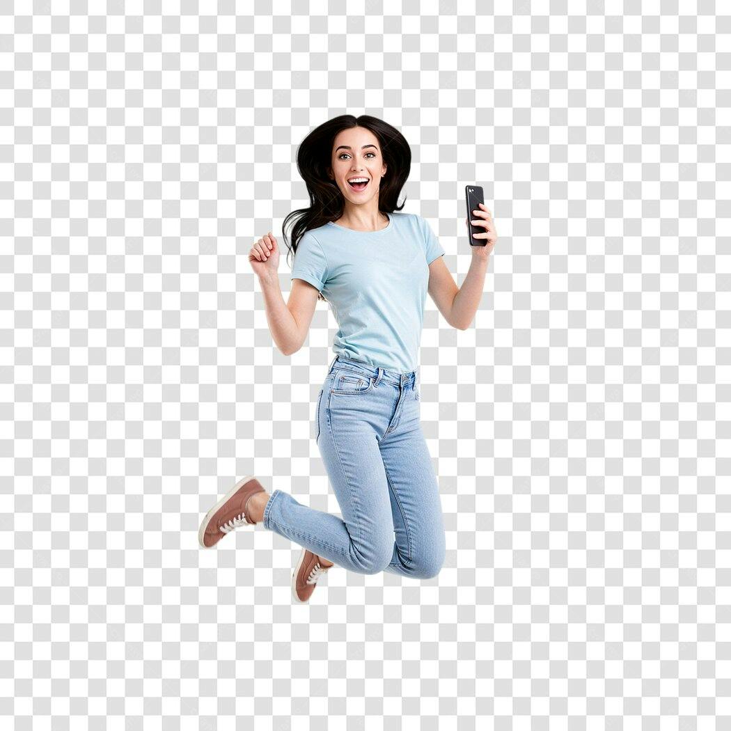 Post Instagram Mulher Pulando PNG com fundo transparente