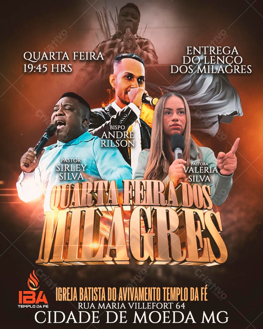 Flyer Quarta-Feira dos Milagres PSD Editável