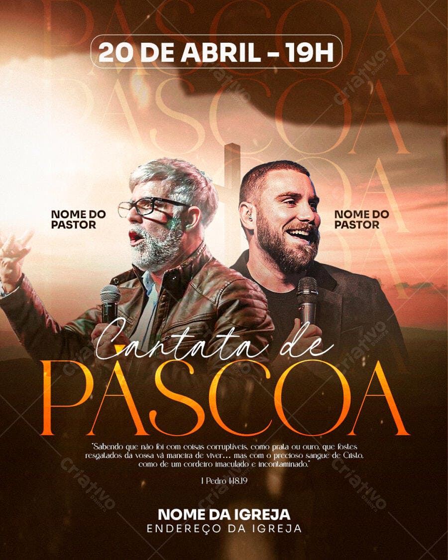 Flyer para Cantata de Páscoa PSD Editável