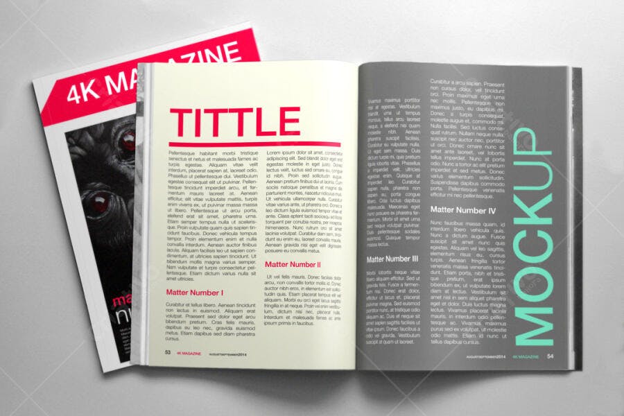 Mockup Revista: Design Moderno, Cores Vermelhas e Cinza