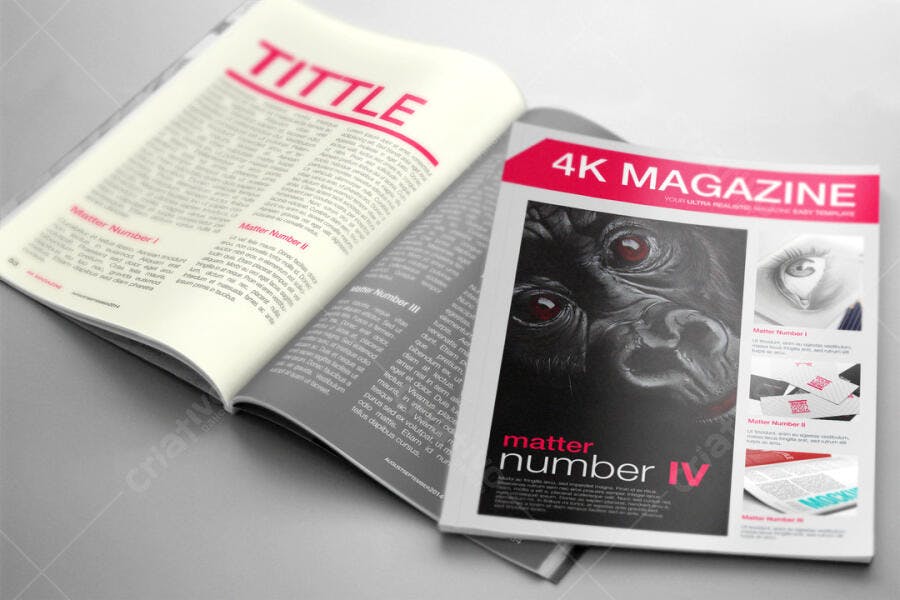 Mockup Revista: Design Moderno com Gorila em Preto e Vermelho