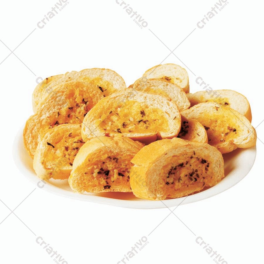 Pães de alho assados prato branco