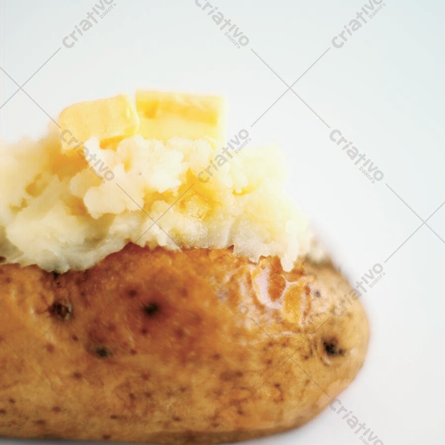 Batata assada com purê e manteiga