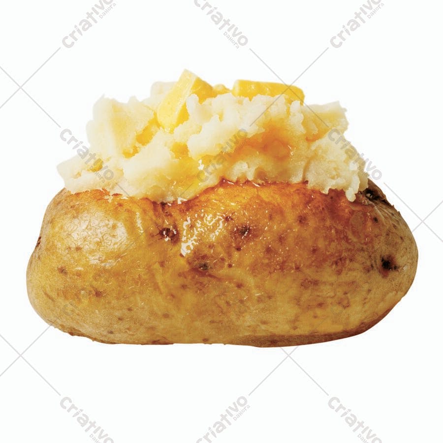 Batata assada com purê e manteiga